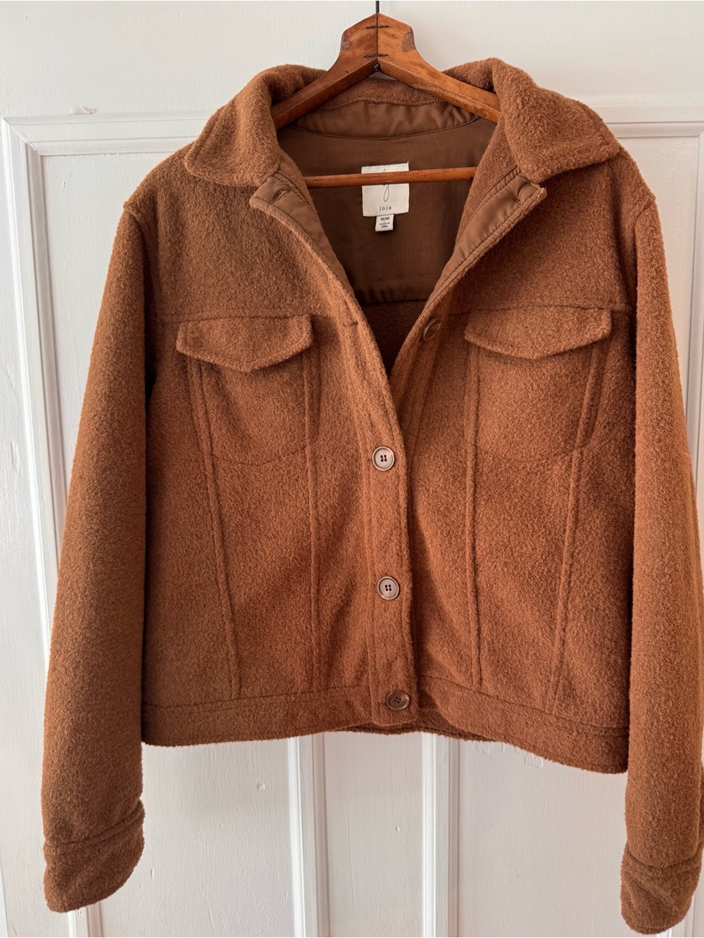 Joie Brown Teddy Button-Front Jacket